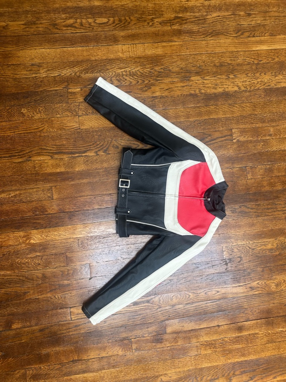 Urban Outfitters Black White Red Colorblock Leather Jacket